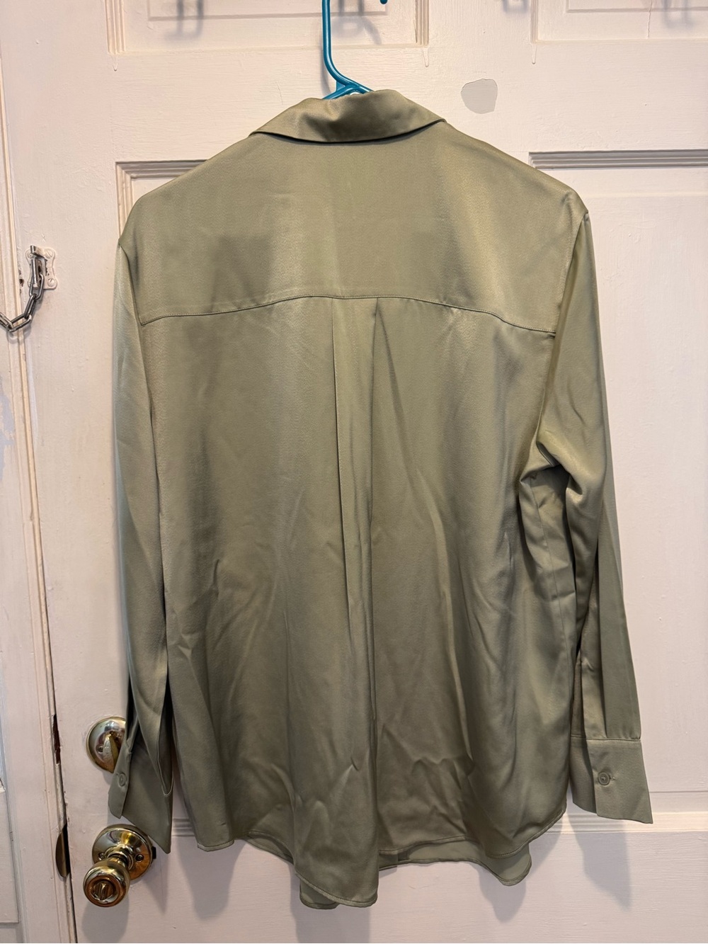 UNIQLO Women’s Satin Button Down Blouse in Green Sz L - Picture 5 of 7